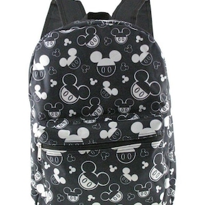 Personalized Disney Mickey Mouse Allover Print Black 16&quot; Boys Large School Backpack