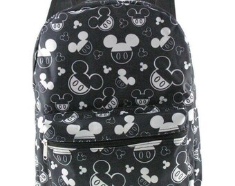 Personalisierter Disney Micky Maus Allover Print Schwarz 16 "Jungen Großer Schulrucksack