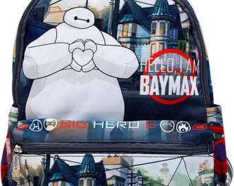 "Personalisierte 13"" Disney Big Hero 6 BayMax Rucksack Day Pack Schultasche