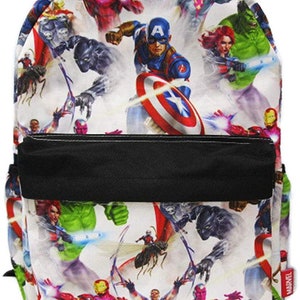 Sac à dos de luxe personnalisé Marvel Avengers 16 pouces avec impression intégrale avec compartiment pour ordinateur portable Ironman Thor Hulk Blank Panther Vision Antman