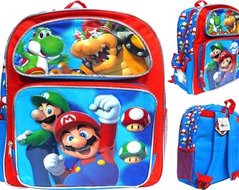 Personalized Authentic Nintendo Super Mario Brothers Children Kids Toddle Backpack 12 inch - Luigi - Browser - Yoshi