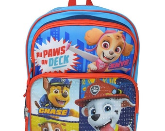 Mochila personalizada de 16" Paw Patrol All Paws on Deck Skye Chase Marshall Rubbles Mochila escolar Paquete de viaje