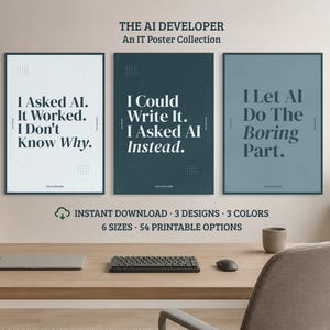 AI-utvecklare-poster, rolig programmerare-väggkonst, digitalt tryck med mjukvaruingenjör, dekoration för teknikkontor