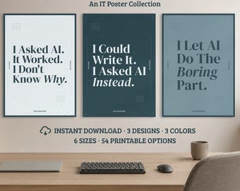 AI Developer Poster, Funny Programmer Wall Art, Software Engineer Digital Print, Tech Office Decor