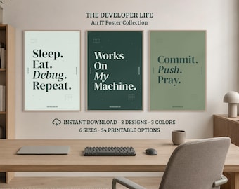Colección de pósteres para desarrolladores, arte mural para programadores, pósteres imprimibles para colgar en la computadora, decoración informática, decoración para la oficina en casa.