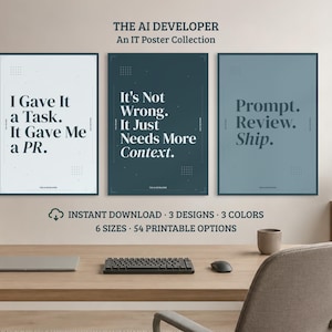 AI Developer Poster Collection, Funny Programmer Wall Art (Digital Download)