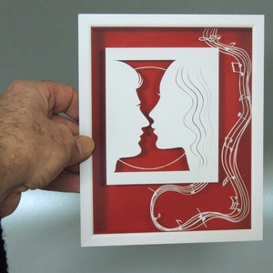 LOVE SYMPHONY Paper cut and paper sculpture photographic reproduction art card image 2