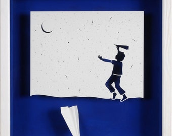 DREAM DISAPPOINTED - paper cut and paper sculpture - photographic reproduction art card