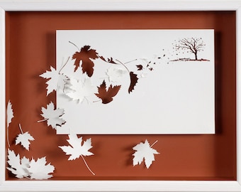 POETIC GIFT CARD : "Gust of Wind" - Photographic reproduction on art card of the cut and sculpted paper artwork