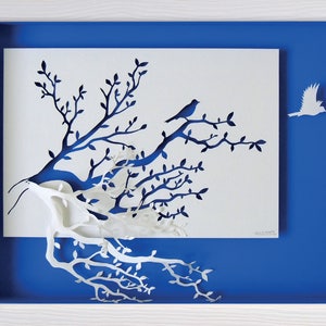 SUR LA BRANCHE - Papier découpé et sculpté - reproduction photographique sur carte d'art