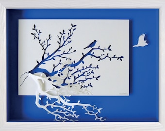 POETIC GIFT CARD: "On the Branch" - Photographic reproduction on art card of the cut and sculpted paper artwork