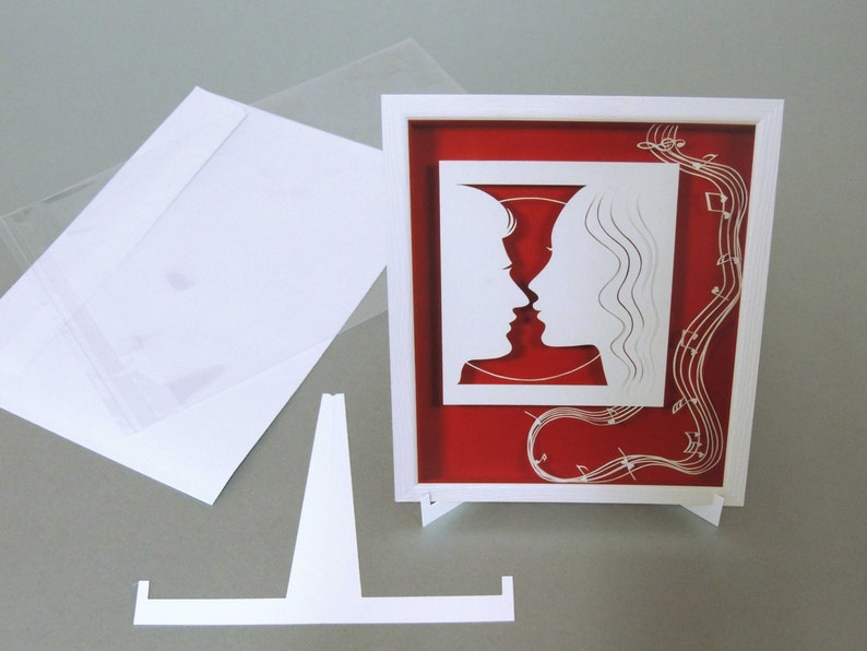 LOVE SYMPHONY Paper cut and paper sculpture photographic reproduction art card image 3