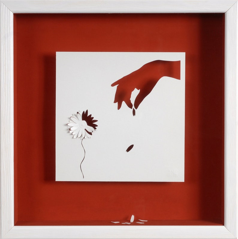 Paper cut and paper sculpture A BIT MUCH photographic reproduction on art card