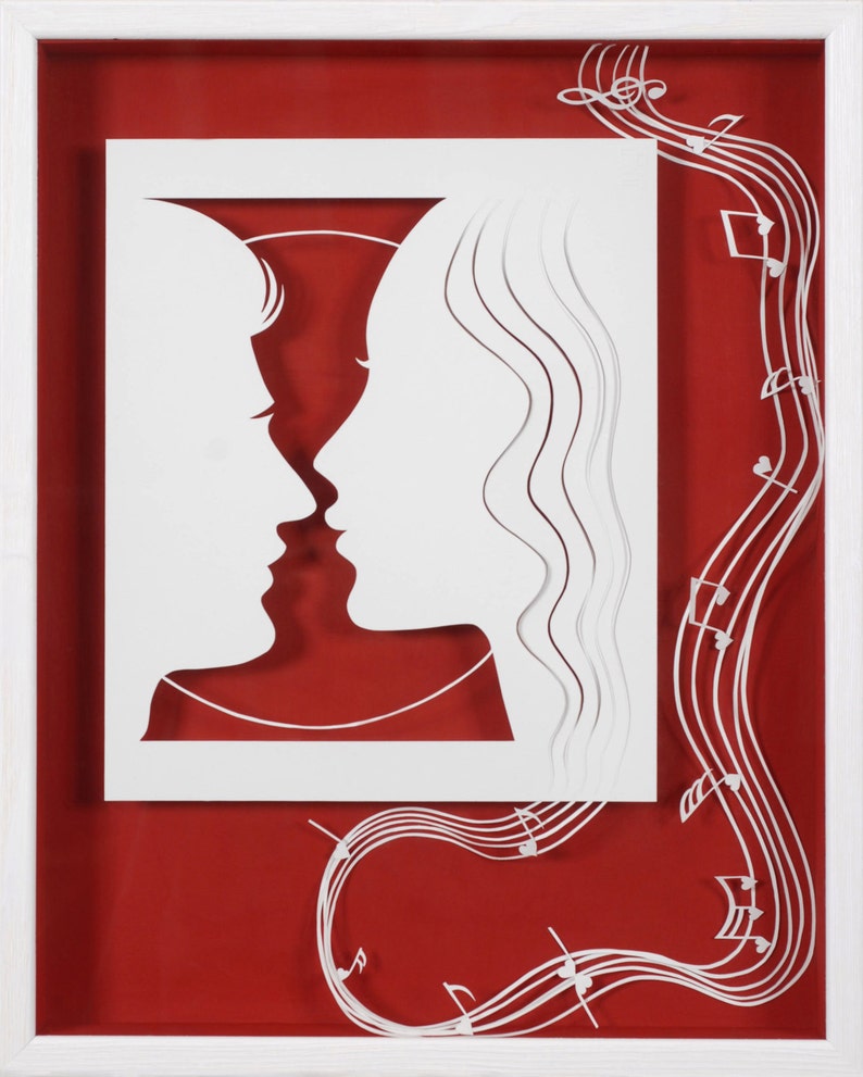 LOVE SYMPHONY Paper cut and paper sculpture photographic reproduction art card image 1