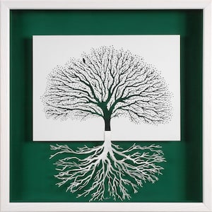 ENRACINEMENT - papier découpé et sculpté - reproduction photographique sur carte d'art