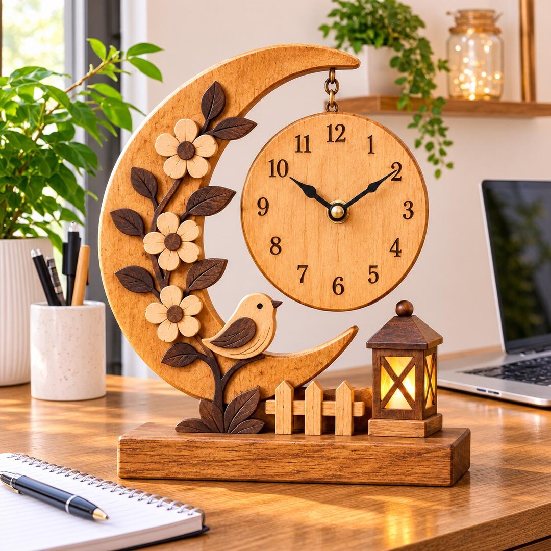 Wooden Clock Woodworking Plans PDF, DIY Floral Wall Clock Pattern ...