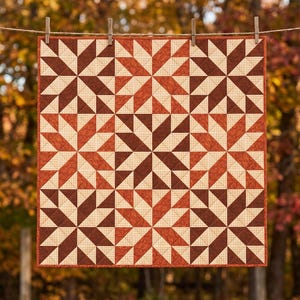 Fall Boho Baby Quilt Pattern PDF, Easy HST Autumn Nursery Patchwork Block Blanket