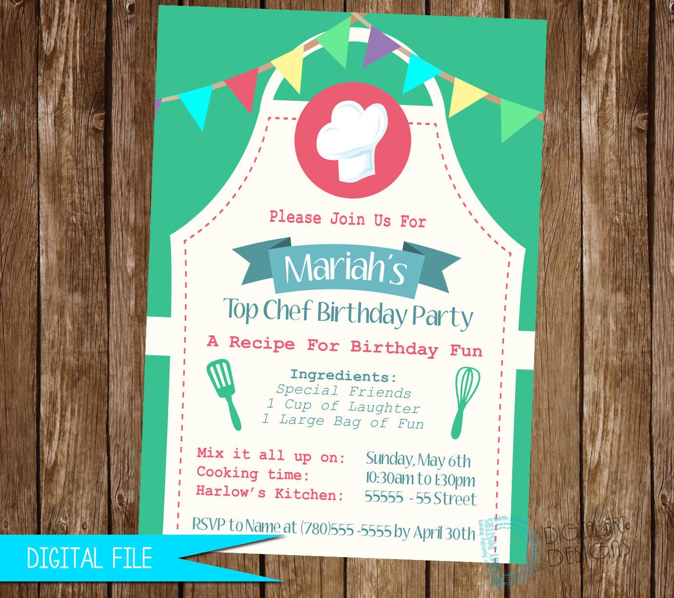 cooking-invitation-cooking-party-invitation-cooking-birthday-etsy