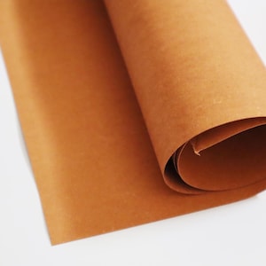 Può includere: Un rotolo di carta color marrone chiaro, liscia e opaca. La carta è parzialmente srotolata, rivelando una forma cilindrica su un lato e una sezione rettangolare piatta che si estende verso l'esterno. La trama appare uniforme e costante.