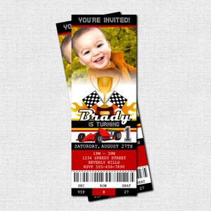 Race Car Ticket Birthday Invitation - Racing Go-Kart Party - (print your own) - Personalized Printable Files with Photo