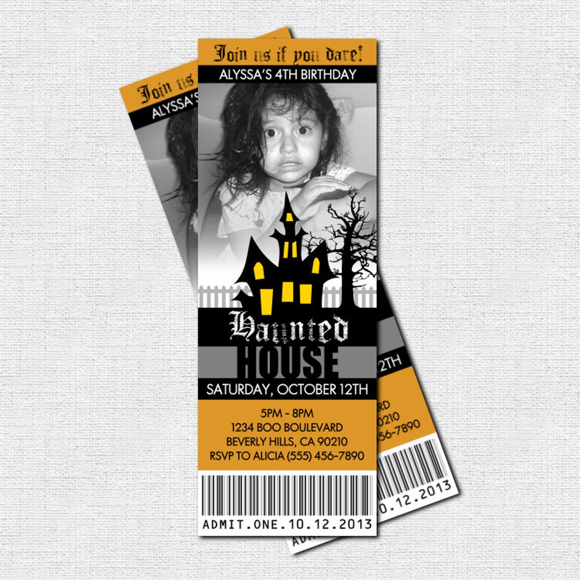 Halloween HAUNTED HOUSE TICKET Invitations print your own Etsy