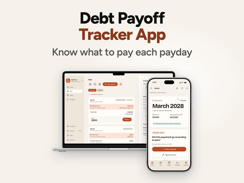 Debt Payoff Tracker App: Snowball & Avalanche Planner, Works Offline on Phone, Tablet, Computer image 1