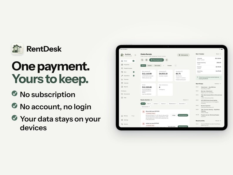 RentDesk App zur Verfolgung von Mietobjekten, Vermieter-Verwaltungstool (Digitaler Download) Bild 12
