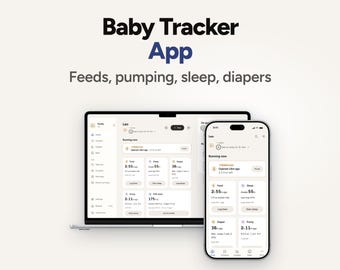 Baby Tracker-app, matning, pumpning, sömn, blöjor, med överlämning till föräldrar (digital nedladdning)