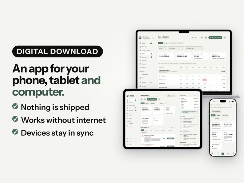 RentDesk App zur Verfolgung von Mietobjekten, Vermieter-Verwaltungstool (Digitaler Download) Bild 2