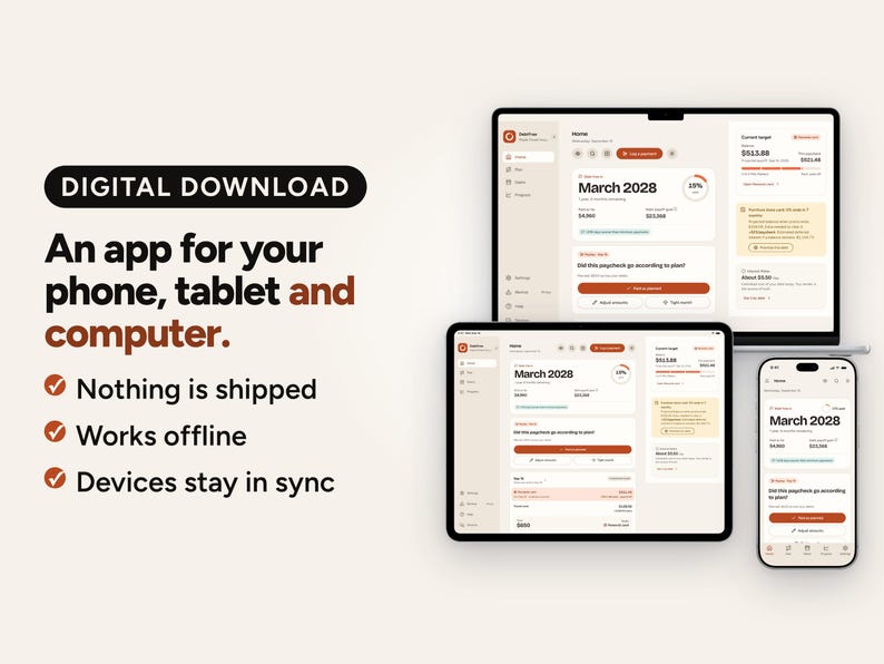 Debt Payoff Tracker App: Snowball & Avalanche Planner, Works Offline on Phone, Tablet, Computer image 2