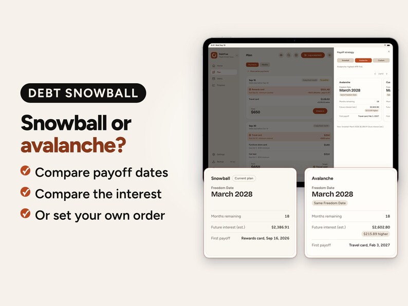 Debt Payoff Tracker App: Snowball & Avalanche Planner, Works Offline on Phone, Tablet, Computer image 5