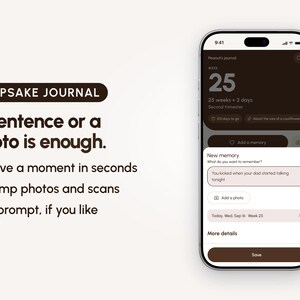 Zwangerschapsdagboek-app: Digitaal bewaarboek met foto's, afdrukbaar herinneringsboek, voor telefoon, tablet en computer afbeelding 4