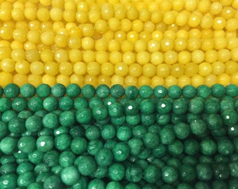8mm faceted round colorful jade gem beads,full strand, 45 beads