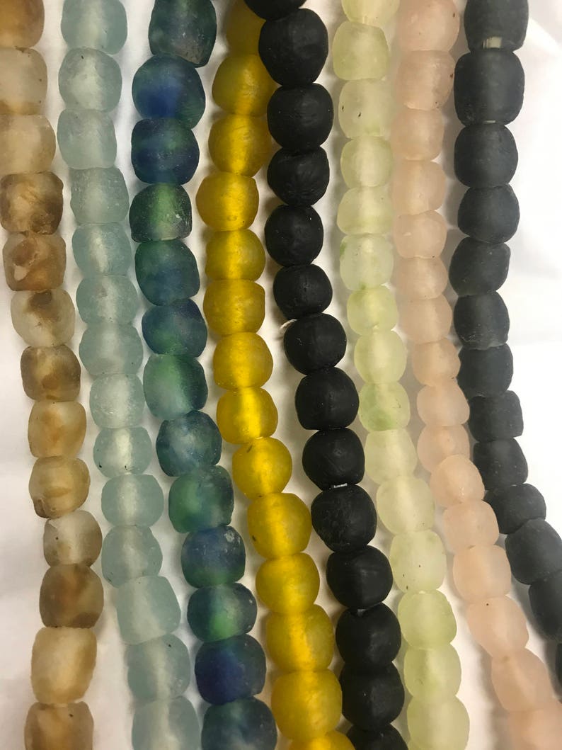 10mm sea glass beads from Ghana 2mm drilled hole irregular round shape 53 beads,