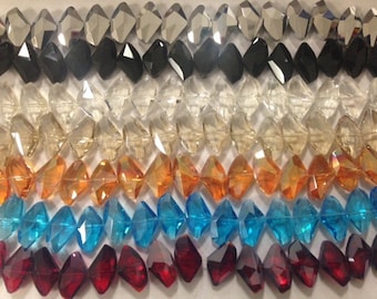 13x23mm irregular slab diamond faceted chinese crystal bead, 18beads