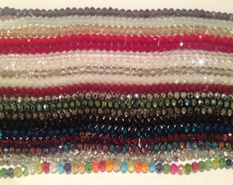 4x6mm rondelle round shaped, faceted, chinese crystals, glass, 58beads