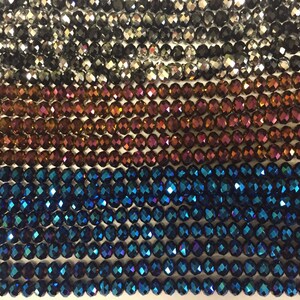 6mm crystal rondelle glass, 55 beads, faceted