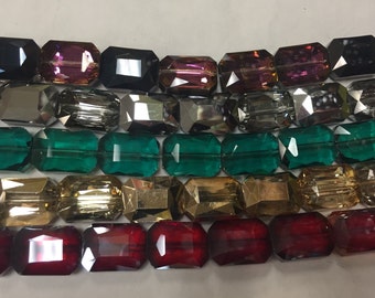 13x18mm rectangle shaped, faceted, chinese crystals, glass, 14beads