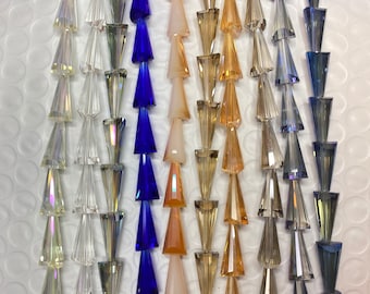 8x16mm crystal triangular cone , 13beads, faceted