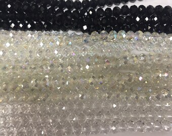 8mm rondelle crystal glass , faceted, 42 beads
