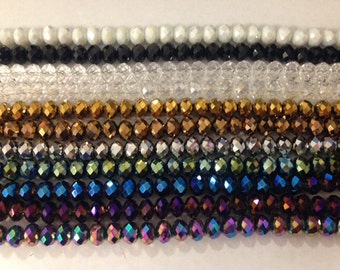 12x8mm rondelle ,faceted, chinese crystal glass, 30 beads