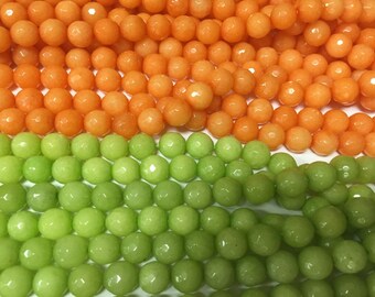 8mm faceted round colorful jade gem beads,full strand, 45 beads