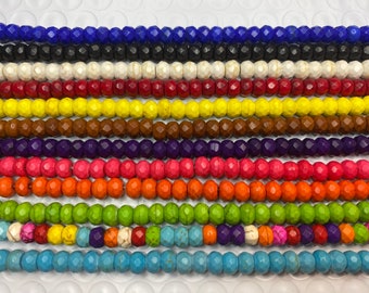 6mm rondelle faceted  howlite beads, 90beads