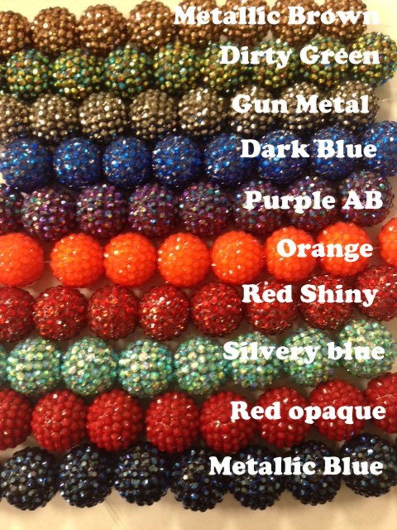 Acrylic Beads With Rhinestones 28mm 6beads Etsy Ireland