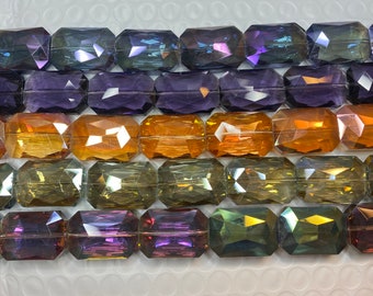 Verre cristal chinois rectangle 18 x 26 mm, 11 perles