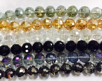 16mm round faceted, glass chinese crystal glass, 17 beads