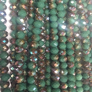 8mm rondelle crystal glass , faceted, 42 beads