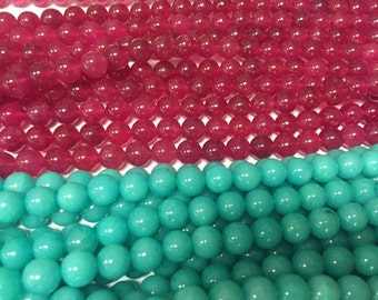 8mm round colorful jade gem beads,full strand, 45 beads