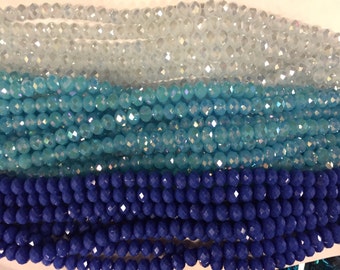 10mm crystal rondelle glass, 34 beads, faceted