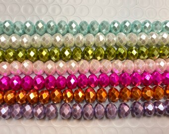 10mm rondelle glass crystals beads with pearl coating